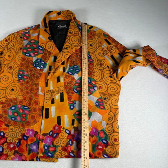 Dilemma Art Silk Kimono Jacket Klimt Inspired‎ Print Abstract Orange Black Rare - Picture 5 of 8
